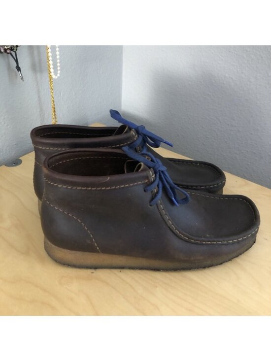 Clarks Originals Brown Waxed Leather Wallabee Boots Mens US 9 Women US 10.5 MINT